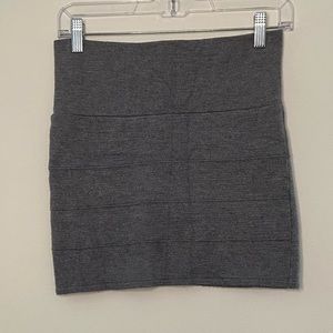 Grey fitted knit mini skirt